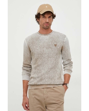 Guess sweter męski kolor beżowy lekki
