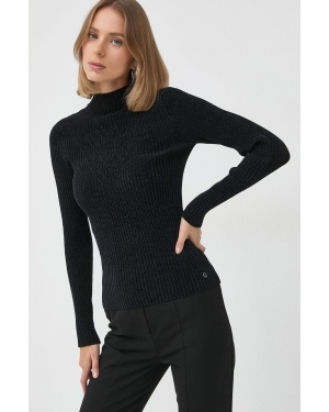 Guess sweter damski kolor czarny lekki z półgolfem