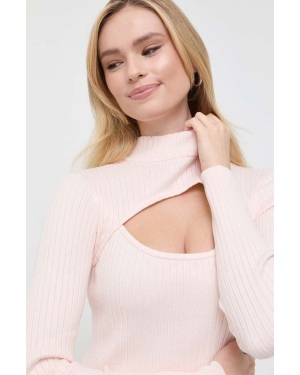 Guess sweter damski kolor różowy lekki z półgolfem