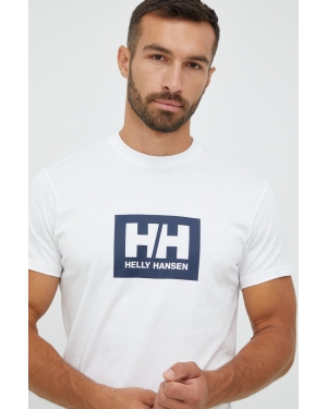 Helly Hansen t-shirt bawełniany kolor biały z nadrukiem 53285-096