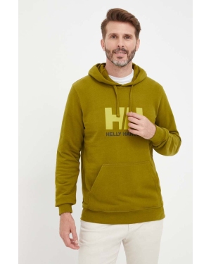 Helly Hansen bluza bawełniana HH LOGO HOODIE męska kolor pomarańczowy z kapturem z aplikacją 33977