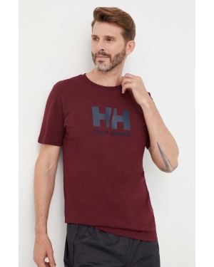 Helly Hansen t-shirt HH LOGO T-SHIRT męski kolor bordowy z aplikacją 33979