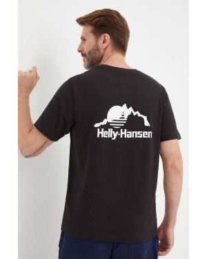 Helly Hansen t-shirt bawełniany YU PATCH T-SHIRT kolor czarny z aplikacją 53391