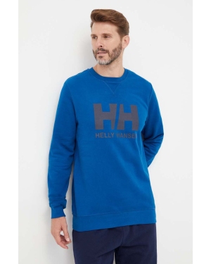 Helly Hansen bluza bawełniana męska kolor niebieski z nadrukiem 34000-597