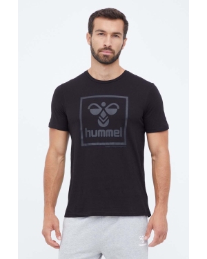 Hummel t-shirt bawełniany kolor czarny z nadrukiem