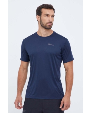 Jack Wolfskin t-shirt sportowy Tech kolor granatowy gładki