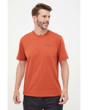 Jack Wolfskin t-shirt bawełniany kolor czerwony gładki