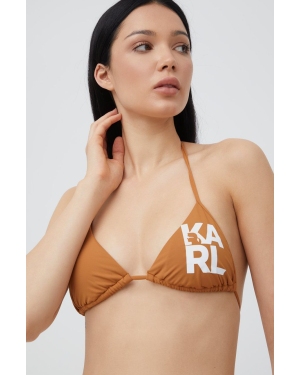 Karl Lagerfeld biustonosz kąpielowy KL22WTP01 kolor brązowy lekko usztywniona miseczka