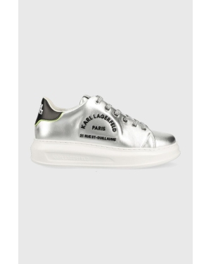 Karl Lagerfeld sneakersy skórzane KAPRI KL62539D kolor srebrny