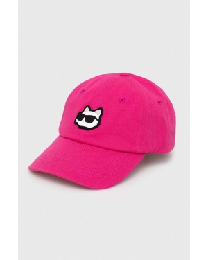 Karl Lagerfeld czapka z daszkiem kolor różowy z aplikacją