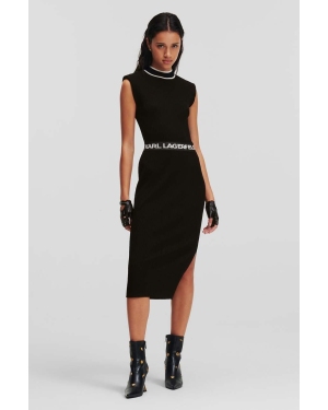 Karl Lagerfeld sukienka kolor czarny midi dopasowana
