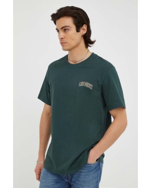 Les Deux t-shirt bawełniany kolor zielony z nadrukiem