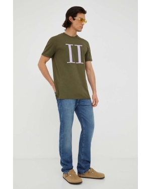 Les Deux t-shirt bawełniany kolor zielony melanżowy