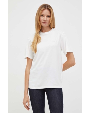 Miss Sixty t-shirt z domieszką jedwabiu kolor biały