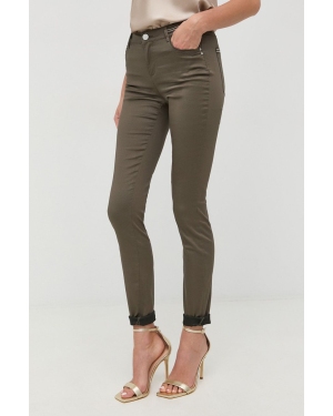 Morgan spodnie damskie kolor zielony proste high waist