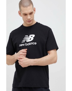 New Balance t-shirt bawełniany kolor czarny wzorzysty MT31541BK-1BK