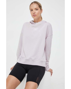 New Balance bluza damska kolor różowy z kapturem z nadrukiem