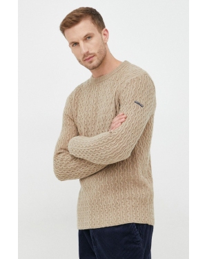 Pepe Jeans sweter z domieszką wełny męski kolor beżowy