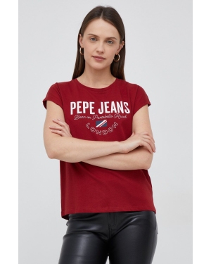 Pepe Jeans t-shirt bawełniany kolor czerwony