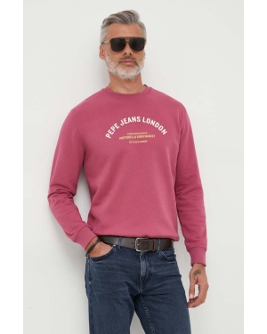 Pepe Jeans bluza bawełniana Medley męska kolor różowy z nadrukiem