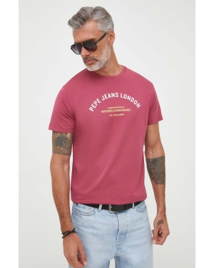 Pepe Jeans t-shirt bawełniany Waddon kolor różowy z nadrukiem