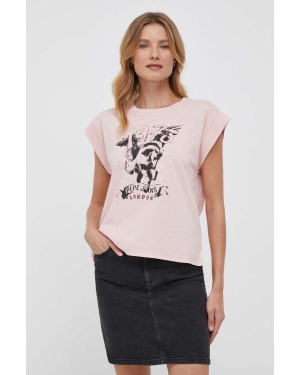 Pepe Jeans t-shirt bawełniany Bianca kolor różowy