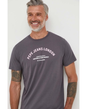Pepe Jeans t-shirt bawełniany Waddon kolor szary z nadrukiem