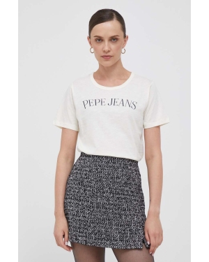 Pepe Jeans t-shirt bawełniany kolor beżowy