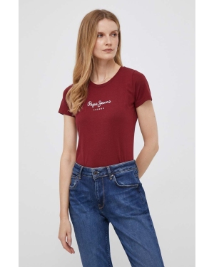 Pepe Jeans t-shirt damski kolor bordowy