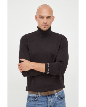 Pepe Jeans sweter z domieszką wełny męski kolor czarny lekki z golferm