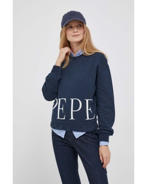Pepe Jeans bluza bawełniana Victoria damska kolor granatowy z nadrukiem