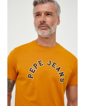 Pepe Jeans t-shirt bawełniany Westend kolor żółty z nadrukiem