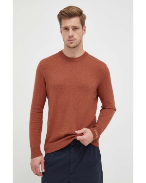 Pepe Jeans sweter z domieszką wełny Andre męski kolor brązowy lekki