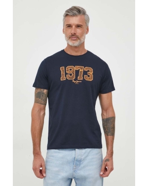 Pepe Jeans t-shirt bawełniany Wyatt kolor granatowy z nadrukiem