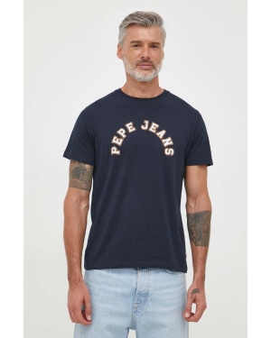 Pepe Jeans t-shirt bawełniany Westend kolor granatowy z nadrukiem