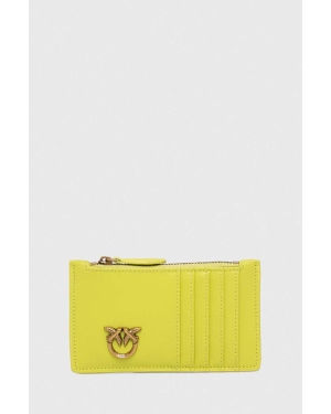 Pinko portfel skórzany kolor żółty