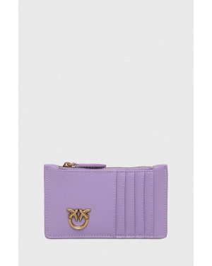 Pinko portfel skórzany kolor fioletowy