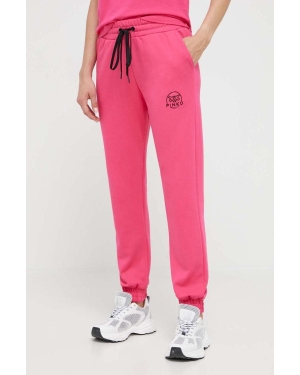 Pinko spodnie dresowe bawełniane kolor różowy z aplikacją