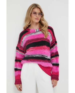 Pinko sweter z domieszką wełny kolor różowy