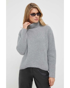 Pinko sweter wełniany kolor szary z golfem
