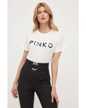 Pinko t-shirt bawełniany kolor beżowy