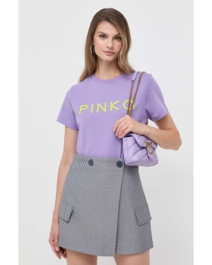 Pinko t-shirt bawełniany kolor fioletowy