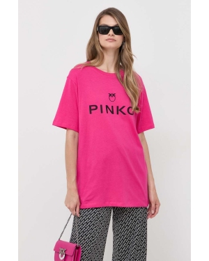 Pinko t-shirt bawełniany kolor różowy