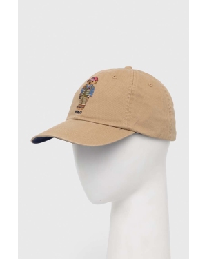 Polo Ralph Lauren czapka z daszkiem bawełniana kolor beżowy z aplikacją