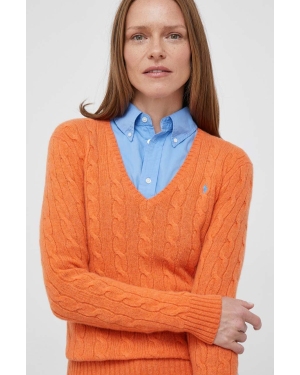 Polo Ralph Lauren sweter wełniany damski kolor pomarańczowy lekki