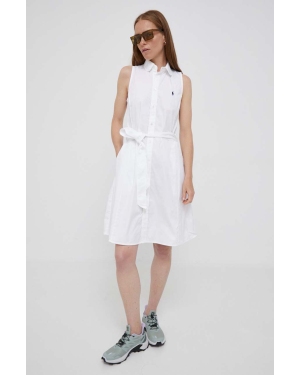 Polo Ralph Lauren sukienka bawełniana kolor biały midi prosta