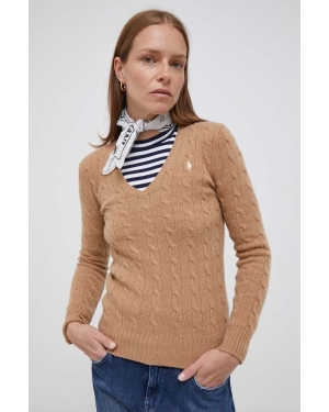 Polo Ralph Lauren sweter wełniany damski kolor beżowy lekki