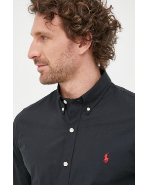 Polo Ralph Lauren koszula 710832480006 męska kolor czarny slim z kołnierzykiem button-down