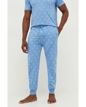 Polo Ralph Lauren spodnie piżamowe bawełniane kolor niebieski wzorzysta
