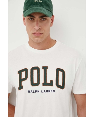 Polo Ralph Lauren t-shirt bawełniany kolor biały z aplikacją